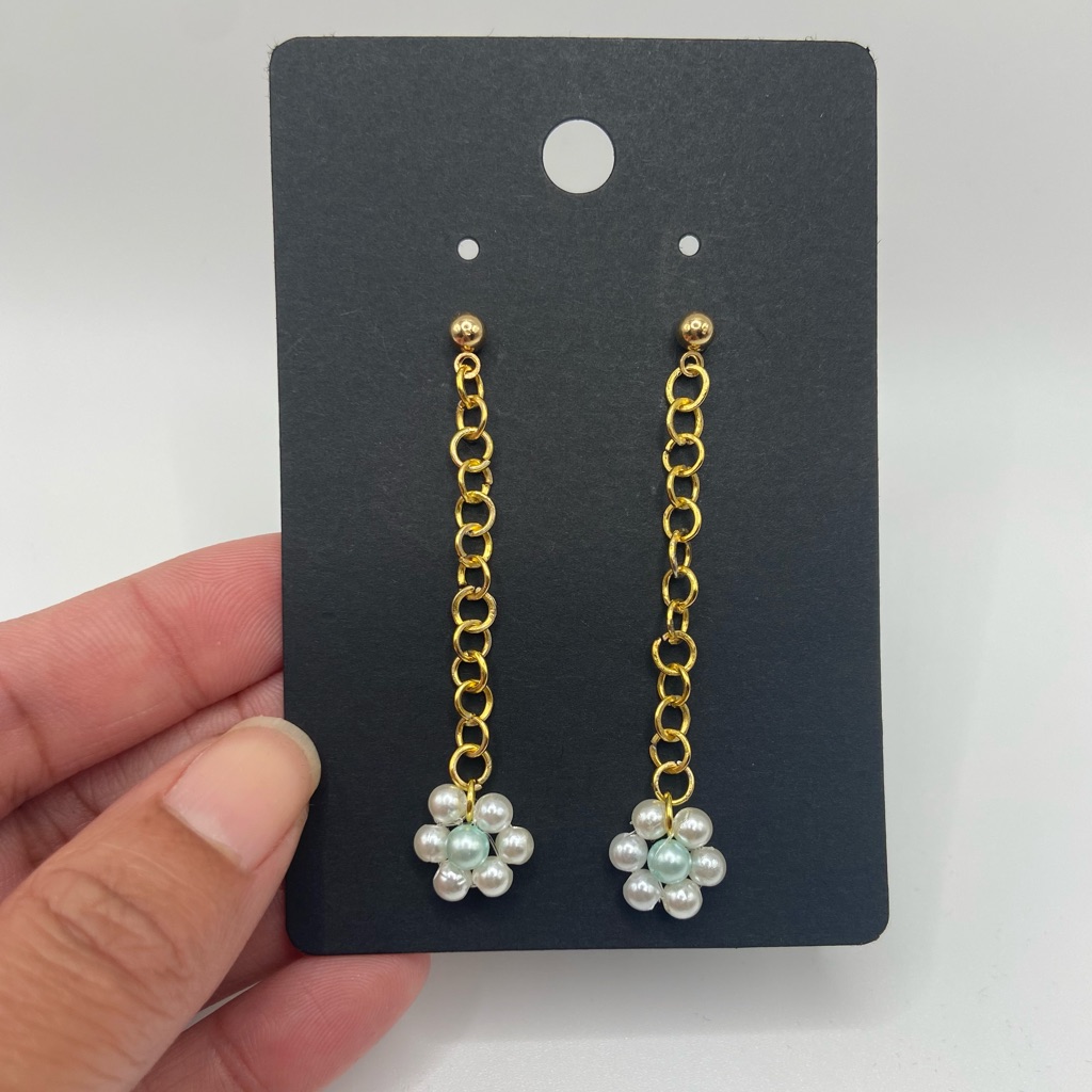 Flower Beaded Dangle Drop Earrings